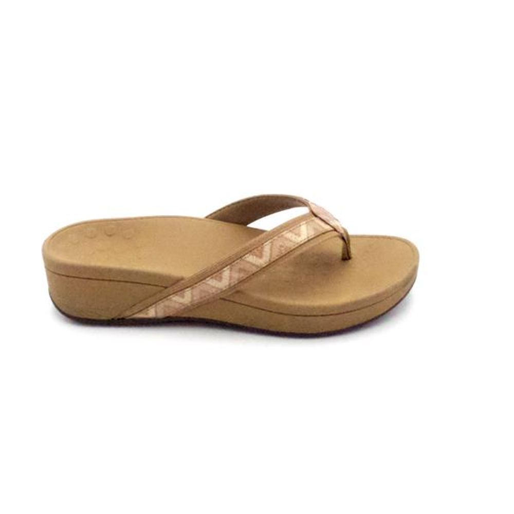 Vionic Platform Leather Thong Sandals High Tide Chevron Dusty Pink - Medium - Picture 2 of 5